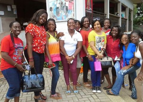 Colourful outfits at a group meet-up