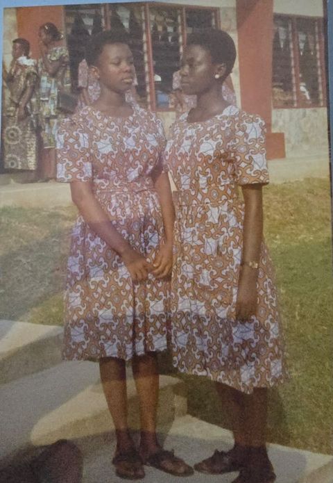 Friends in school dresses