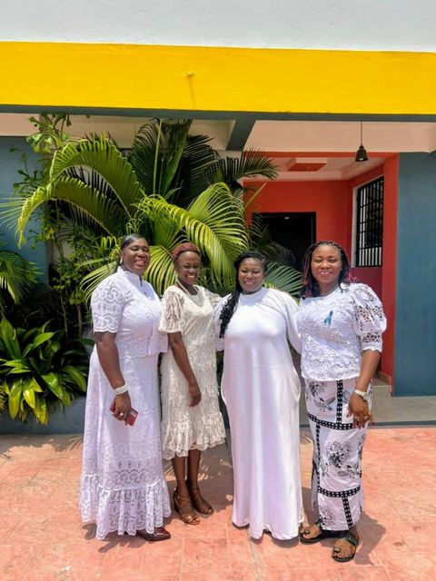 Four friends in white