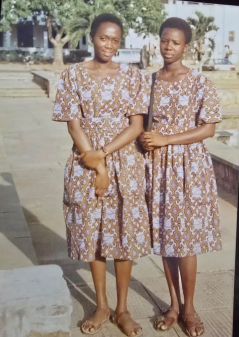 Friends on school grounds